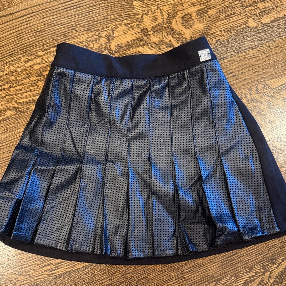 Deux par Deux Shiny Black Mini Skirt